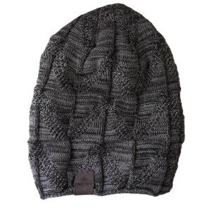 Page One Men's & Women's  Slouchy Beanie Feece Lined Knit Stocking Cap Taupe EUC